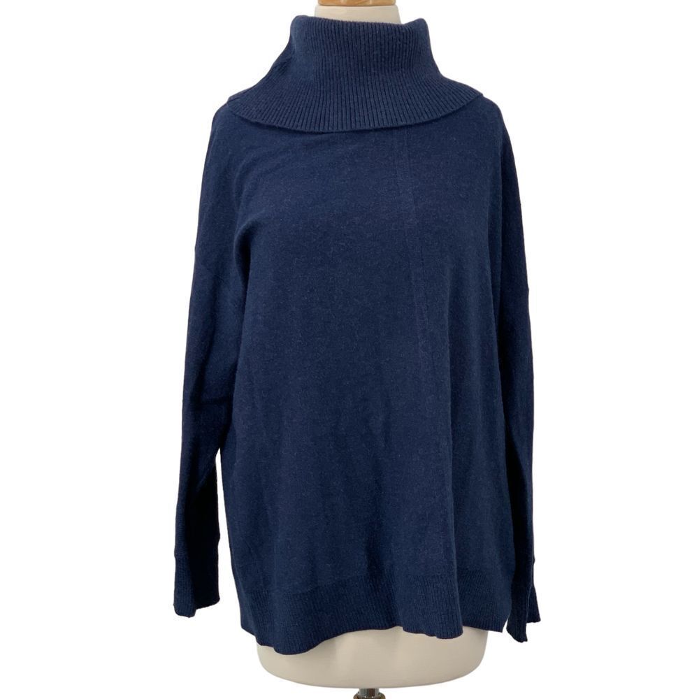 Sundance Gracie Isle Long Sleeve Sweater‎ Cowl Neck Blue Knit Pullover Size M